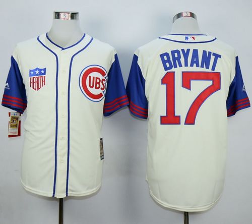 Cubs #17 Kris Bryant Cream/Blue 1942 Turn Back The Clock Stitched MLB Jersey - Click Image to Close